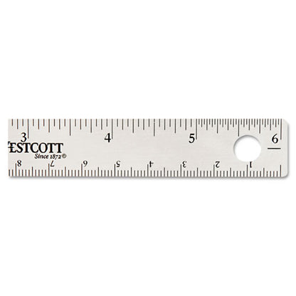 Stainless Steel Office Ruler With Non Slip Cork Base, Standard/metric, 6" Long