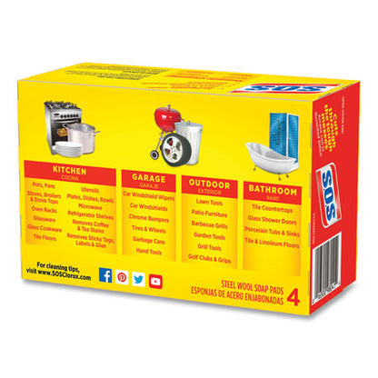 Steel Wool Soap Pad, Steel, 4/box, 24 Boxes/carton