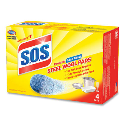 Steel Wool Soap Pad, Steel, 4/box, 24 Boxes/carton