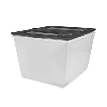 Storage Tote, 16 Gal, 22.7" X 18.25" X 12.86", Clear/black