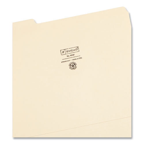 100% Recycled Reinforced Top Tab File Folders, 1/3-cut Tabs: Assorted, Letter Size, 0.75" Expansion, Manila, 100/box