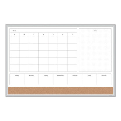 4n1 Magnetic Dry Erase Combo Board, 35 X 23, Tan/white Surface, Silver Aluminum Frame