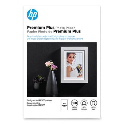 Premium Plus Photo Paper, 11.5 Mil, 4 X 6, Glossy White, 100/pack