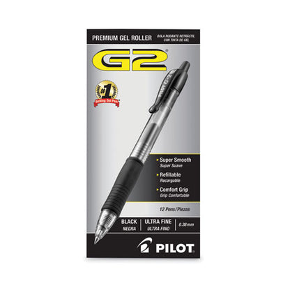 G2 Premium Gel Pen Convenience Pack, Retractable, Extra-fine 0.38 Mm, Black Ink, Smoke/black Barrel, Dozen