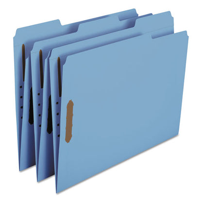 Top Tab Colored Fastener Folders, 0.75" Expansion, 2 Fasteners, Letter Size, Blue Exterior, 50/box