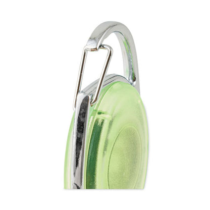 Carabiner-style Retractable Id Card Reel, 30" Extension, Assorted Neon Colors, 20/pack