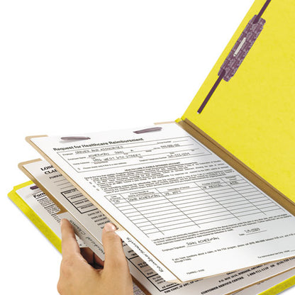 Six-section Pressboard Top Tab Classification Folders, Six Safeshield Fasteners, 2 Dividers, Letter Size, Yellow, 10/box