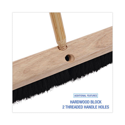 Floor Brush Head, 2.5" Black Tampico Fiber Bristles, 18" Brush