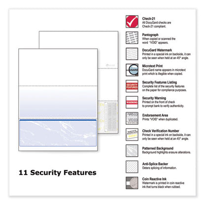 Standard Security Check, 11 Features, 8.5 X 11, Blue Marble Bottom, 500/ream