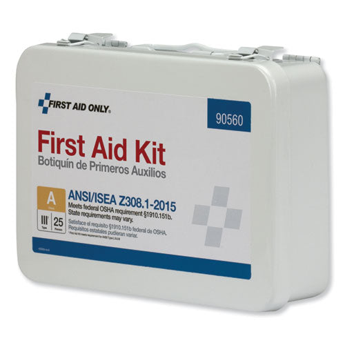 Ansi Class A 25 Person Bulk First Aid Kit For 25 People, 89 Pieces, Metal Case