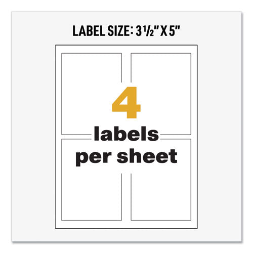 Ultraduty Ghs Chemical Waterproof And Uv Resistant Labels, 3.5 X 5, White, 4/sheet, 50 Sheets/box