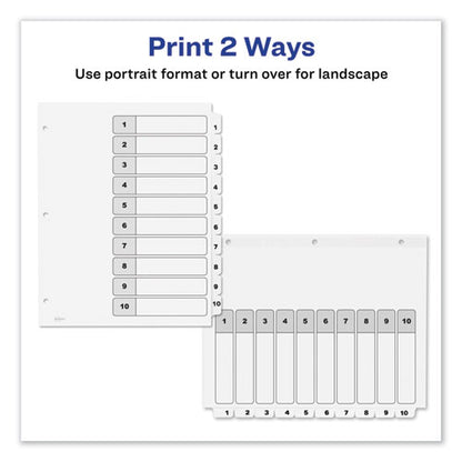 Customizable Toc Ready Index Black And White Dividers, 10-tab, 1 To 10, 11 X 8.5, 1 Set