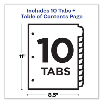 Customizable Toc Ready Index Black And White Dividers, 10-tab, 1 To 10, 11 X 8.5, 1 Set