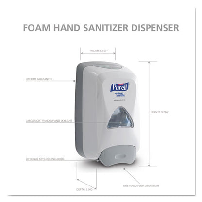 Fmx-12 Foam Hand Sanitizer Dispenser, 1,200 Ml Refill, 6.6 X 5.13 X 11, White