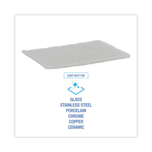 Light Duty Scour Pad, White, 6 X 9, White, 20/carton