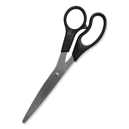 Value Line Stainless Steel Shears, 8" Long, 3.5" Cut Length, Black Straight Handle