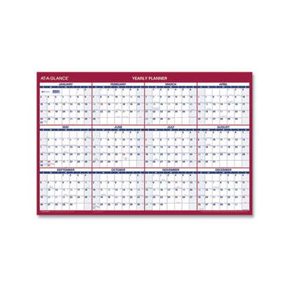 Erasable Vertical/horizontal Wall Planner, 24 X 36, White/blue/red Sheets, 12-month (jan To Dec): 2024