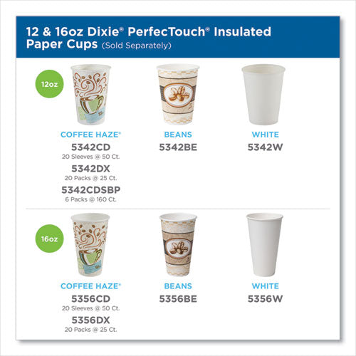 Perfectouch Paper Hot Cups, 12 Oz, Coffee Haze Design, 50/sleeve, 20 Sleeves/carton