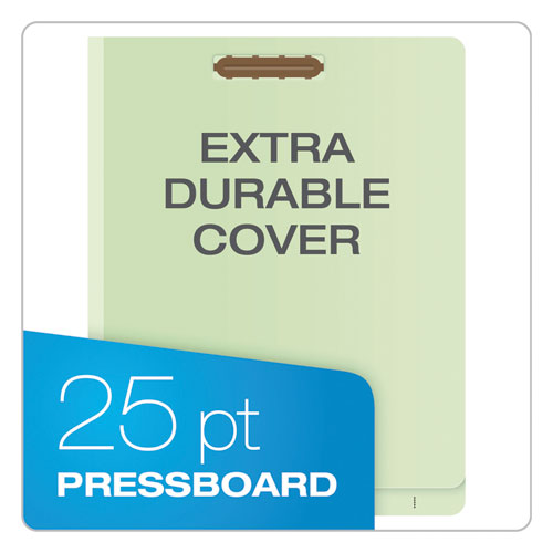 End Tab Classification Folders, 1.75" Expansion, 1 Divider, 4 Fasteners, Letter Size, Pale Green Exterior, 10/box