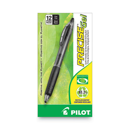 Precise Gel Begreen Gel Pen, Retractable, Fine 0.7 Mm, Black Ink, Smoke Barrel, Dozen