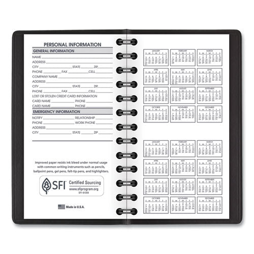 Weekly Planner, 4.5 X 2.5, Black Cover, 12-month (jan To Dec): 2024