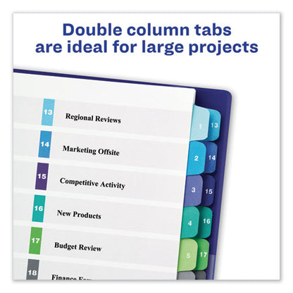 Customizable Toc Ready Index Double Column Multicolor Tab Dividers, 24-tab, 1 To 24, 11 X 8.5, White, 1 Set