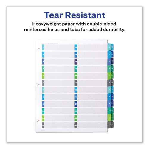 Customizable Toc Ready Index Double Column Multicolor Tab Dividers, 24-tab, 1 To 24, 11 X 8.5, White, 1 Set