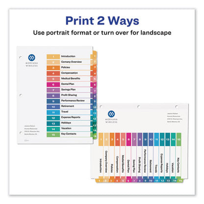 Customizable Toc Ready Index Multicolor Tab Dividers, 15-tab, 1 To 15, 11 X 8.5, White, Traditional Color Tabs, 6 Sets