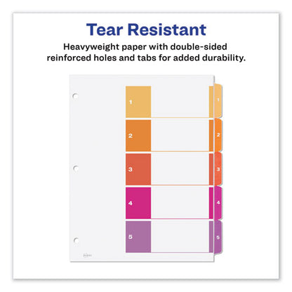 Customizable Toc Ready Index Multicolor Tab Dividers, Uncollated, 5-tab, 1 To 5, 11 X 8.5, White, 24 Sets