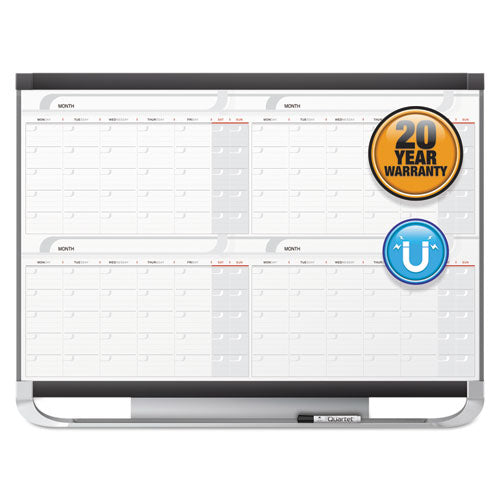 Prestige 2 Magnetic Total Erase Four-month Calendar, 36 X 24, White Surface, Graphite Fiberboard/plastic Frame