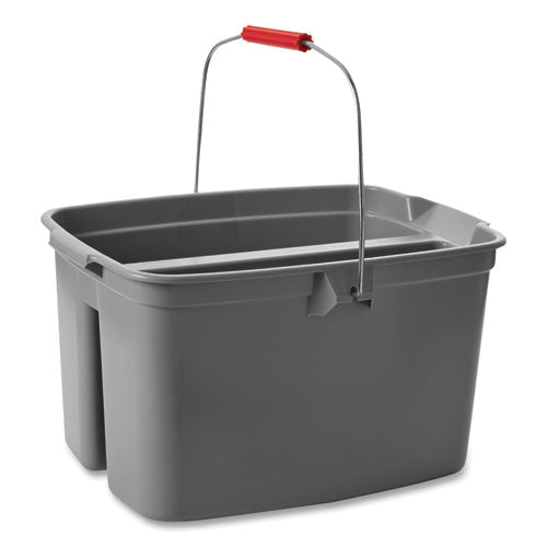 19 Quart Double Utility Pail, Plastic, Gray, 18 X 14.5 X 10