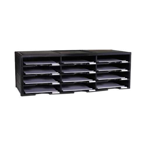 Storex Literature Organizer, 12 Compartments, 10.63 X 13.3 X 31.4, Black