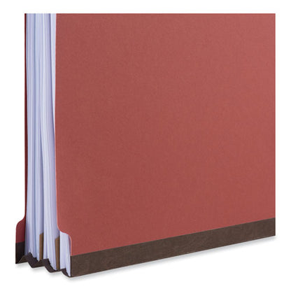 Bright Colored Pressboard Classification Folders, 2" Expansion, 1 Divider, 4 Fasteners, Letter Size, Ruby Red, 10/box