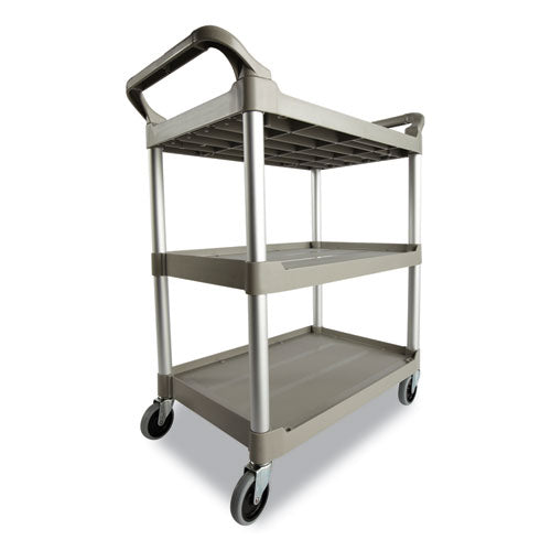 Three-shelf Service Cart, Plastic, 3 Shelves, 200 Lb Capacity, 18.63" X 33.63" X 37.75", Off-white