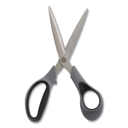 Non-stick Titanium-coated Scissors, 8" Long, 3.86" Cut Length, Gun-metal Gray Blades, Gray/black Straight Handle