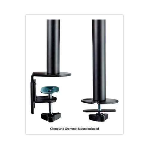 Dual Monitor Mount, For 27" Monitors, 360 Degree Rotation, +45 Degree/-45 Degree Tilt, 90 Degree Pan, Black, Supports 20 Lb