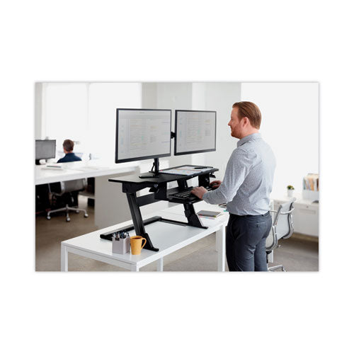 Dual Monitor Mount, For 27" Monitors, 360 Degree Rotation, +45 Degree/-45 Degree Tilt, 90 Degree Pan, Black, Supports 20 Lb