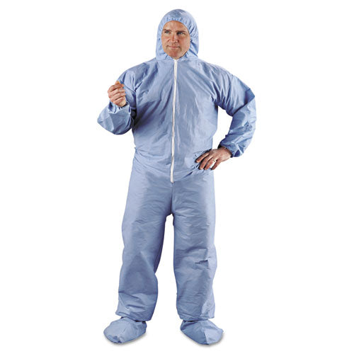 A65 Zipper Front Hood And Boot Flame-resistant Coveralls, Elastic Wrist And Ankles, 3x-large, Blue, 21/carton