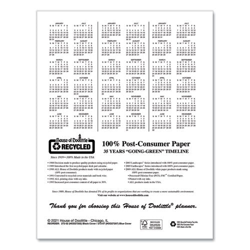 Recycled Professional Weekly Planner, 15-minute Appts, 11 X 8.5, Blue Wirebound Soft Cover, 12-month (jan To Dec): 2024