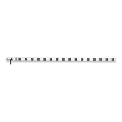 Vertical Power Strip, 16 Outlets, 15 Ft Cord, Silver