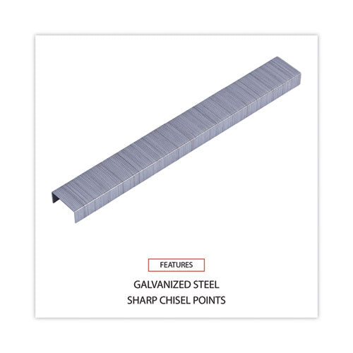 Standard Chisel Point Staples, 0.25" Leg, 0.5" Crown, Steel, 5,000/box, 5 Boxes/pack, 25,000/pack