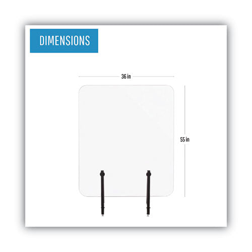 Protector Series Frameless Glass Desktop Divider, 55.1 X 0.16 X 35.4, Clear/aluminum