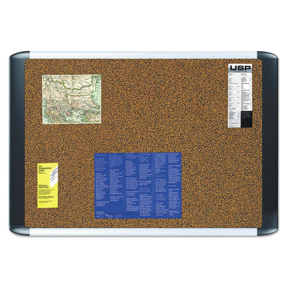 Tech Cork Board, 36 X 24, Tan Surface, Silver/black Aluminum Frame