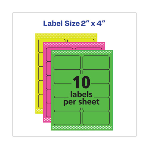 High-visibility Permanent Laser Id Labels, 2 X 4, Neon Assorted, 500/pack