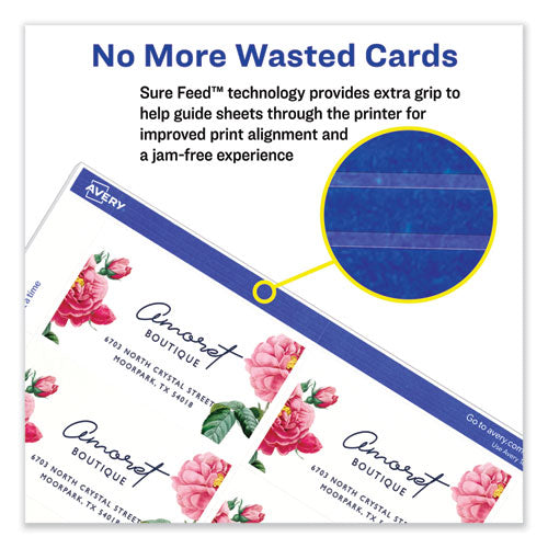 Printable Microperforated Business Cards W/sure Feed Technology, Inkjet, 2 X 3.5, White,  250 Cards, 10/sheet, 25 Sheets/pack