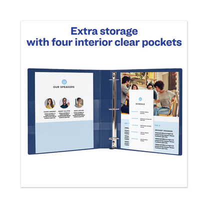Heavy-duty View Binder With Durahinge And One Touch Ezd Rings, 3 Rings, 1" Capacity, 11 X 8.5, Navy Blue
