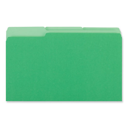 Interior File Folders, 1/3-cut Tabs: Assorted, Legal Size, 11-pt Stock, Green, 100/box