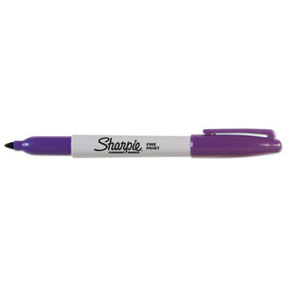 Fine Tip Permanent Marker, Fine Bullet Tip, Purple, Dozen