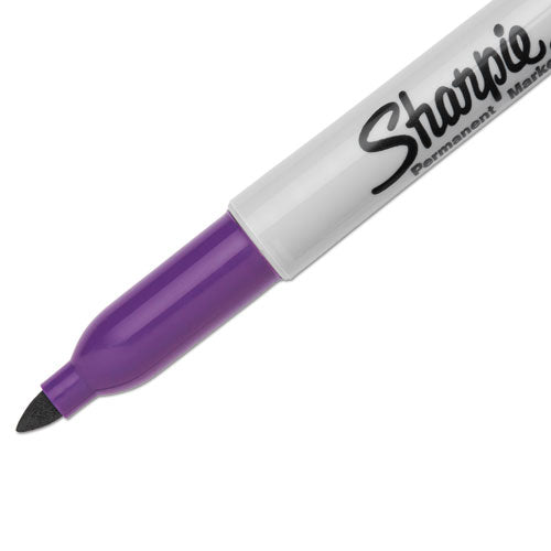 Fine Tip Permanent Marker, Fine Bullet Tip, Purple, Dozen