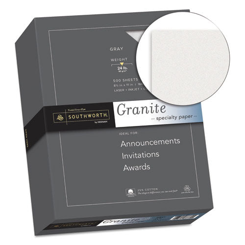 Granite Specialty Paper, 24 Lb Bond Weight, 8.5 X 11, Gray, 500/ream